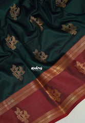 Midnight Green - Thendral - Kanchi Semi Silk Saree with Rettapet Border and Buttas - Perfect for Wedding Functions