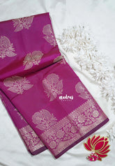 Magenta Pink - Thendral - Kanchi Semi Silk Flower Border with Buttas - Best for Pooja Functions | Diwali Festive
