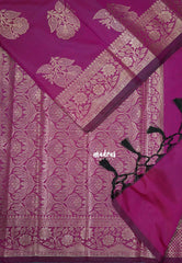 Magenta Pink - Thendral - Kanchi Semi Silk Flower Border with Buttas - Best for Pooja Functions | Diwali Festive