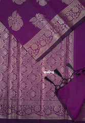 Magenta Purple - Thendral - Kanchi Semi Silk Flower Border with Buttas - Best for Pooja Functions | Diwali Festive