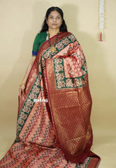 Peach - Thendral - kanchi semi silk with patola weaving