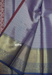 Wine brown - Thendral - Kanchi semi silk with thread weaving body with zari border - Perfect for Wedding Functions