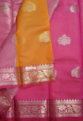 Mustard Gold - Thendral - Kanchi Semi Soft Silk Contrast Pallu and Blouse - Best for Small Functions
