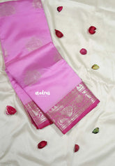 Rose Pink - Thendral - Kanchi Semi Soft Silk Contrast Pallu and Blouse Design 2 - Best for Small Functions