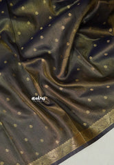 Golden Shade Midnight Blue - Thendral - Kanchi tissue silk Saree with Rich Pallu and Blouse - Perfect for Wedding Functions