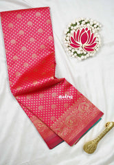 Reddish Pink with Mayil - Thendral - Kanchi Art Silk Saree with Mayil Border and Buttas - Perfect for Wedding Functions