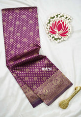 Jamun Purple with Mayil - Thendral - Kanchi Art Silk Saree with Mayil Border and Buttas - Perfect for Wedding Functions