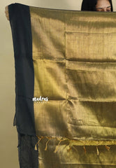 Gold Tissue khadi with black big skirt border - Vani Bhojan saree