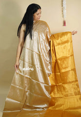 Vani Bhojan - Half and half Tissue khadi - Sandal and Gold