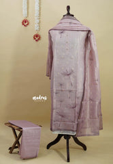 Amitha – Moonlit Lavender Tissue Linen Salwar Suit & Hand Embroidery