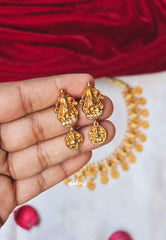 Traditional Lakshmi bridal Short Necklace with Earrings