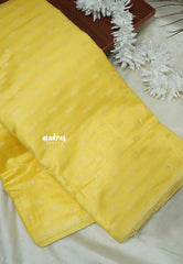 Yellow - Unisex Banarasi Silk Cotton floral buttas Fabric – For Men's Kurta, Blouse, Kurti, A-Line Frocks