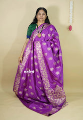 Lavender Purple - Vadhanam - Premium Jute tussar with full birds weaving buttas and border