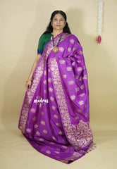 Lavender Purple - Vadhanam - Premium Jute tussar with full birds weaving buttas and border
