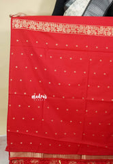 Classic Red - Vadhanam - Premium Jute tussar with full birds weaving buttas and border