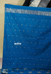 Peacock Blue - Vadhanam - Premium Jute tussar with full birds weaving buttas and border