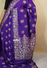 Royal Purple - Vadhanam - Premium Jute tussar with full birds weaving buttas and border