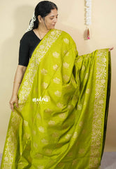 Neon Green - Vadhanam - Premium Jute tussar with full birds weaving buttas and border