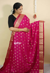 Fuchsia Pink - Vadhanam - Premium Jute Tussar silk with buttas and gold zari border