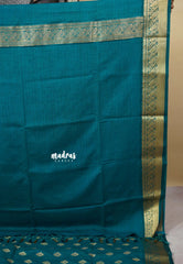 Teal Blue - Vadhanam - Premium Jute Tussar silkwith buttas and gold zari border