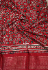 Sandal Beige with Red - Premium Vasundra Printed Silk Zari Border with Contrast Pallu and Blouse - Best for Casual Wear