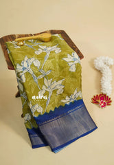 Sap Green - Light weight Vasundra printed silk with floral prints