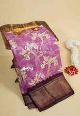 Light Magenta - Light weight Vasundra printed silk with floral prints