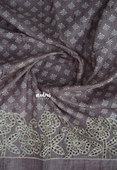 Earthy Tone Lavender - Veena - Lightweight Semi tussar saree wtih floral cutwork border - Perfect for Office Wear