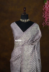 Earthy Tone Lavender - Veena - Lightweight Semi tussar saree wtih floral cutwork border - Perfect for Office Wear