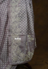 Earthy Tone Lavender - Veena - Lightweight Semi tussar saree wtih floral cutwork border - Perfect for Office Wear