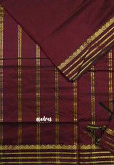 (PRE-BOOKING) Deep Maroon - Vintage gadwal silk cotton plain body multi chain border