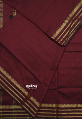 Deep Maroon - Vintage gadwal silk cotton plain body multi chain border