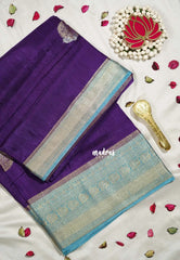 Rich Purple - Durga - Banarasi Premium Viscose Silk with Mayil, Yaanai Border and Buttas - Best for Pooja Functions | Diwali Festive