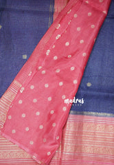 Navy Blue - Durga - Banarasi Premium Viscose Silk with Micro Zari Checks and Rich Border - Best for Diwali Festive