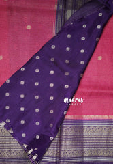 Queen's Pink - Durga - Banarasi Premium Viscose Silk with Micro Zari Checks and Rich Border - Best for Diwali Festive