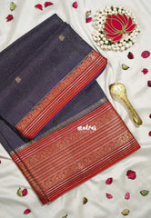 Midnight Blue - Durga - Banarasi Premium Viscose Silk with Micro Zari Checks and Rich Border - Best for Diwali Festive