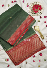 Forest Green - Durga - Banarasi Premium Viscose Silk with Micro Zari Checks and Rich Border - Best for Diwali Festive