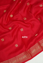 Spicy Red - Durga - Banarasi Premium Viscose Silk with Yaanai, Mayil Border and Mayil Buttas - Best for Pooja Functions | Diwali Festive