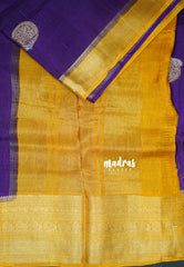 Royal Purple - Durga - Banarasi Premium Viscose Silk with Mayil, Yaanai Border and Buttas - Best for Pooja Functions | Diwali Festive