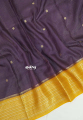 Midnight Jamun Purple - Viscous Georgette with Viraoosi Kattam Weaving Body Multi Border with Designer Blouse
