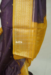 Midnight Jamun Purple - Viscous Georgette with Viraoosi Kattam Weaving Body Multi Border with Designer Blouse