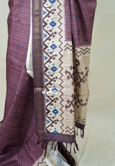 Muted Mauve Purple - Yamini Paper Silk Checks in Body with Printed Patola Border - Perfect Office Wear | Casual Wear