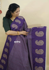 Purple - Yamini paper silk mango border and sirukattam body
