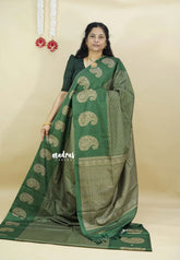 Forest Green - Yamini paper silk mango border and sirukattam body