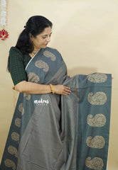 Grey - Yamini paper silk mango border and sirukattam body