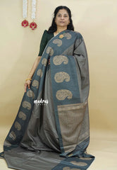 Grey - Yamini paper silk mango border and sirukattam body