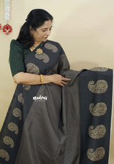 Black - Yamini paper silk mango border and sirukattam body