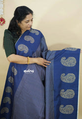 Navy Blue - Yamini paper silk mango border and sirukattam body
