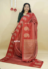 Brick Red - Yamini paper silk mango border and sirukattam body