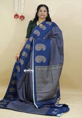 Navy Blue - Yamini paper silk mango border and sirukattam body